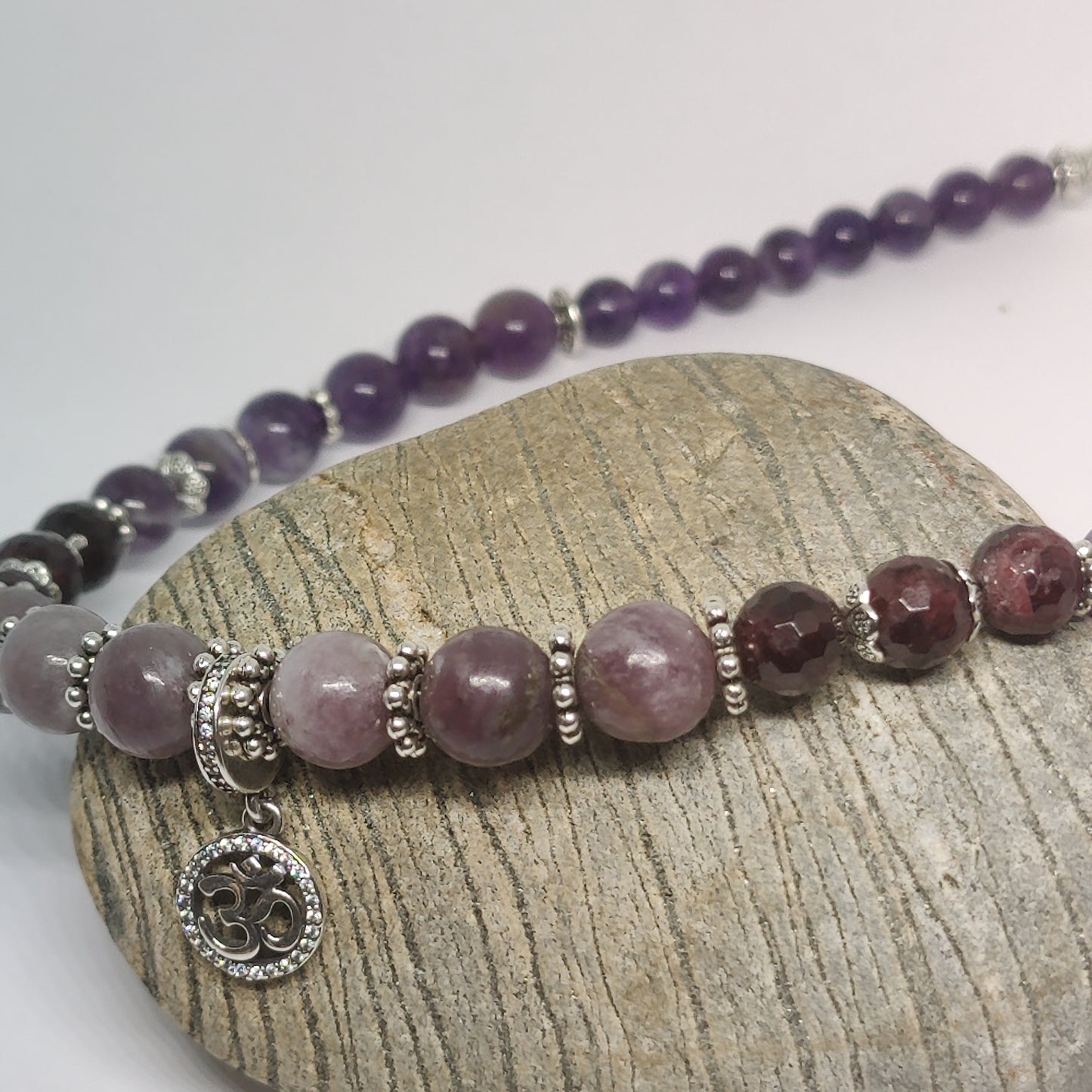 Sterling Silver Om Gemstone Necklace