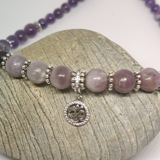 Sterling Silver Om Gemstone Necklace