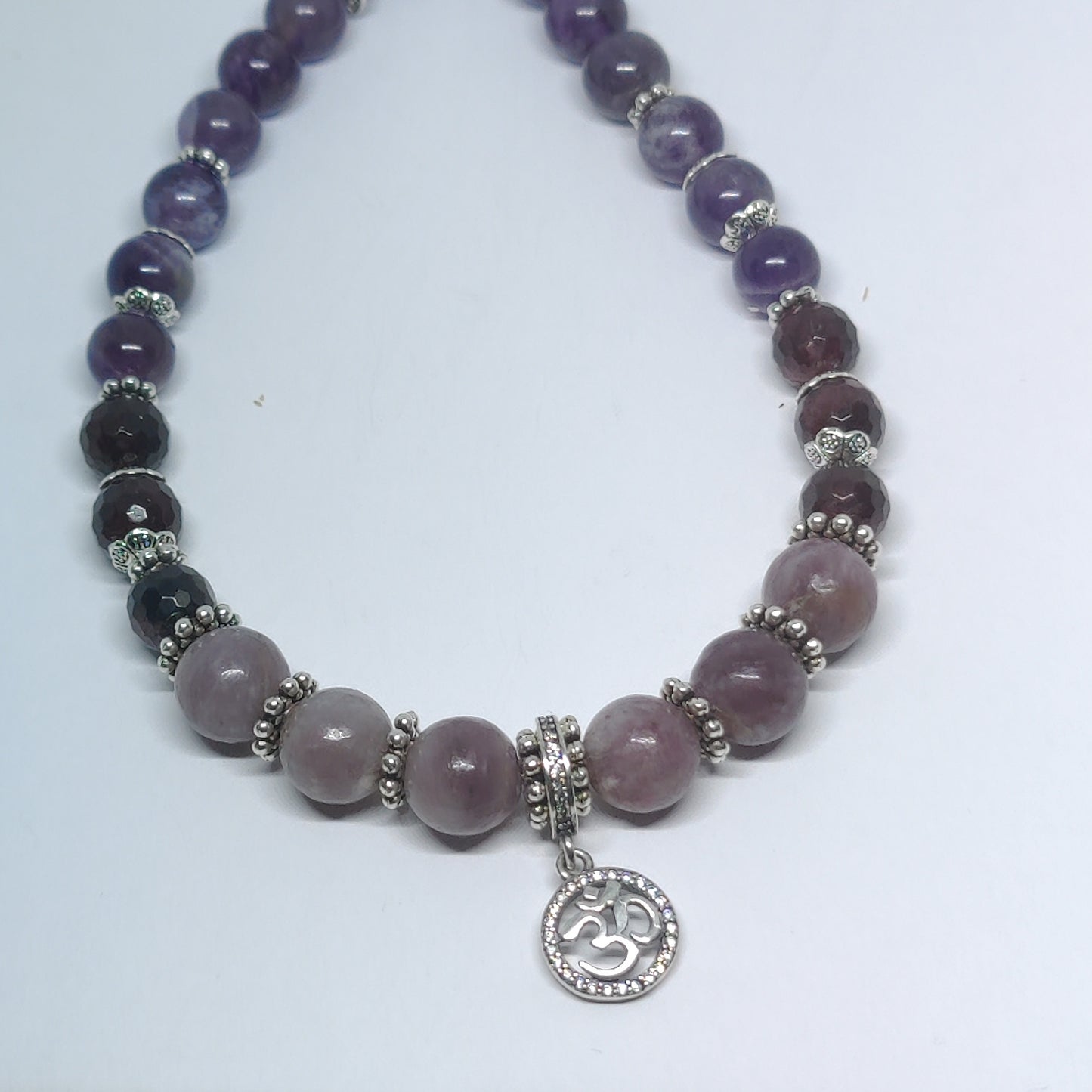 Sterling Silver Om Gemstone Necklace