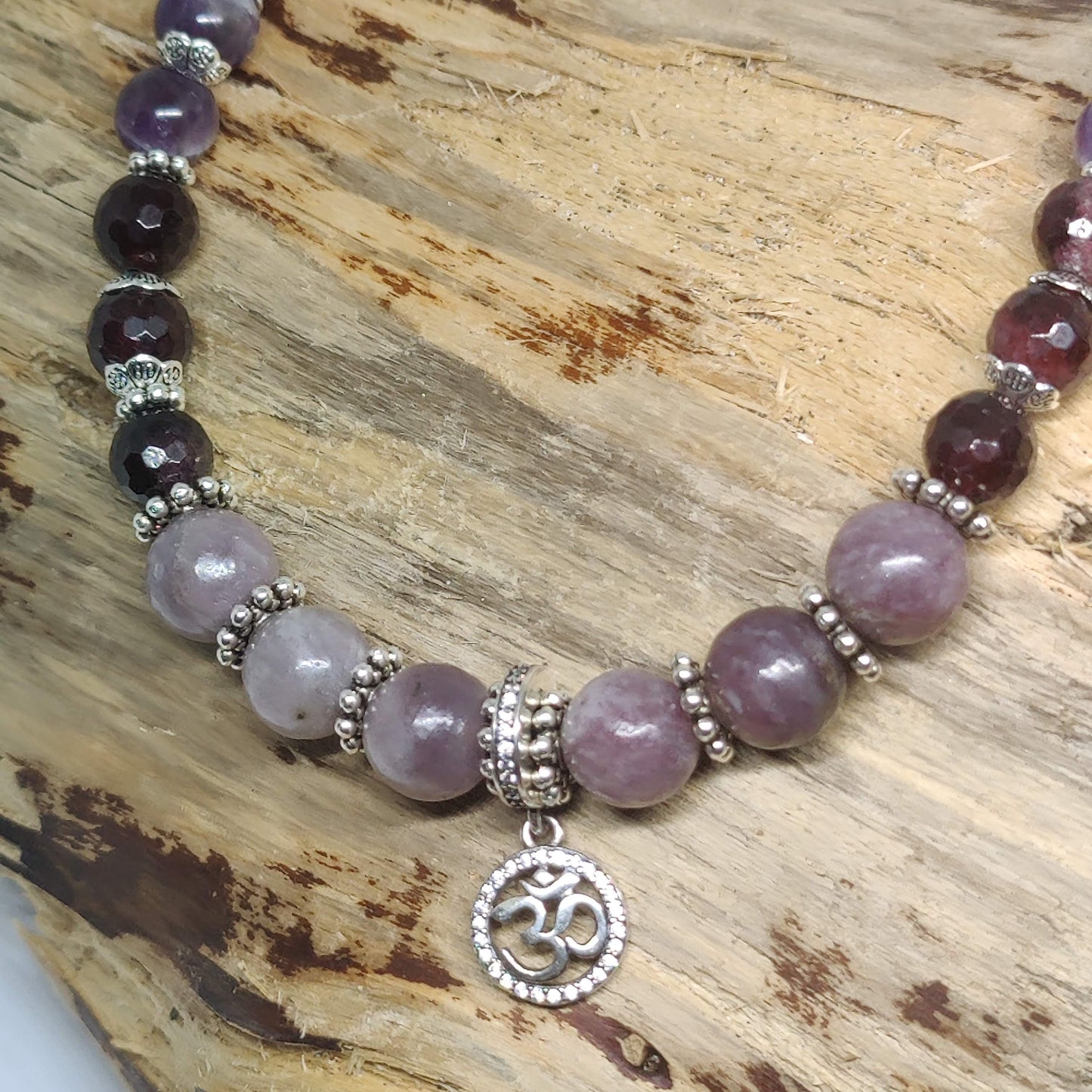 Sterling Silver Om Gemstone Necklace
