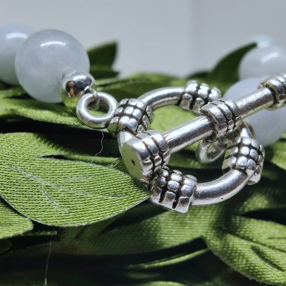 Blue Aquamarine Gemstone Sterling Silver Ball Bracelet