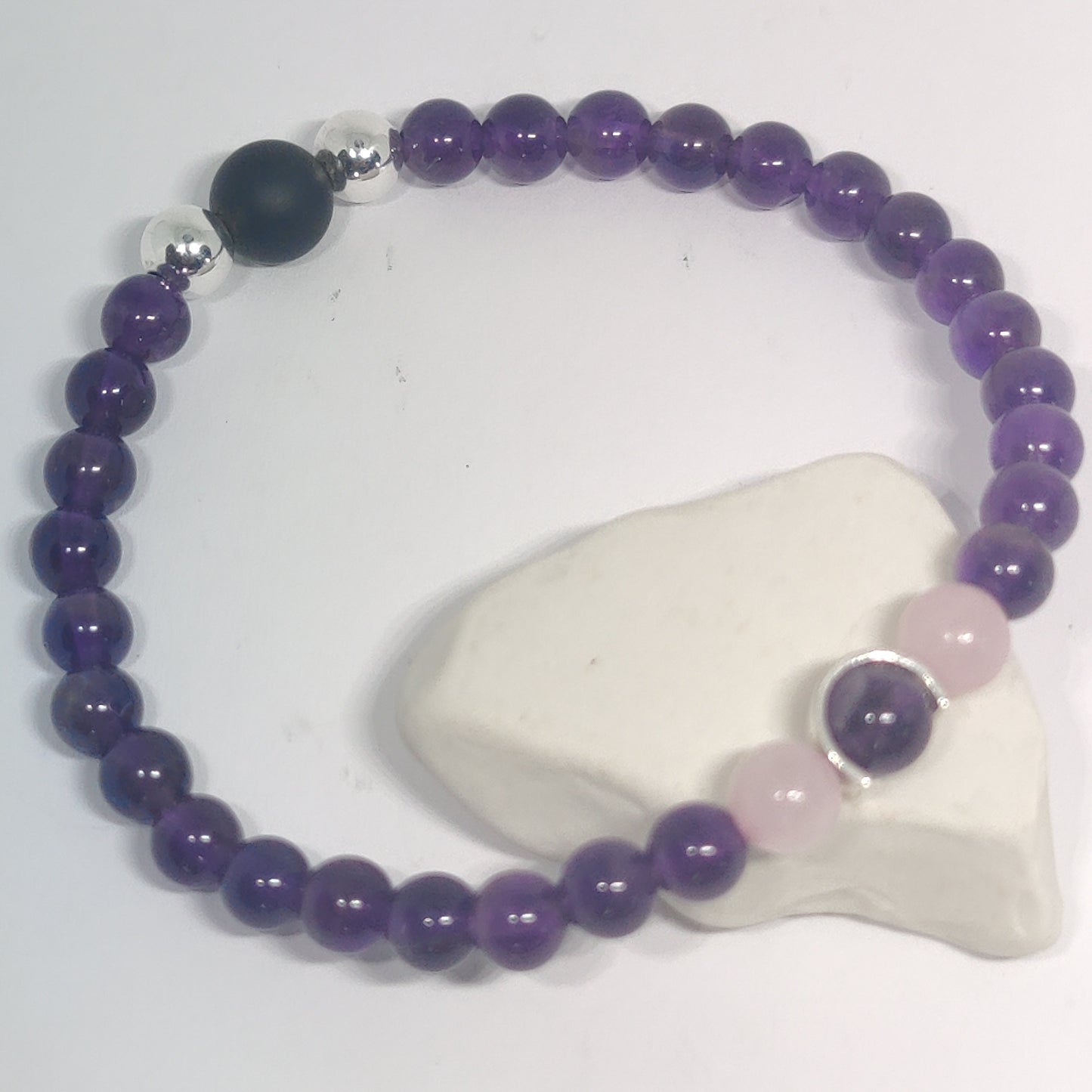 Amythest, Rose Quartz and Brazilian Agate Bracelet