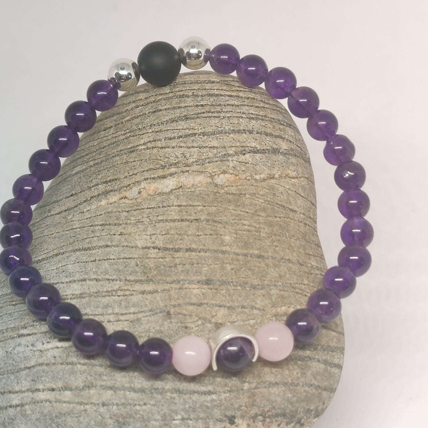 Amythest, Rose Quartz and Brazilian Agate Bracelet