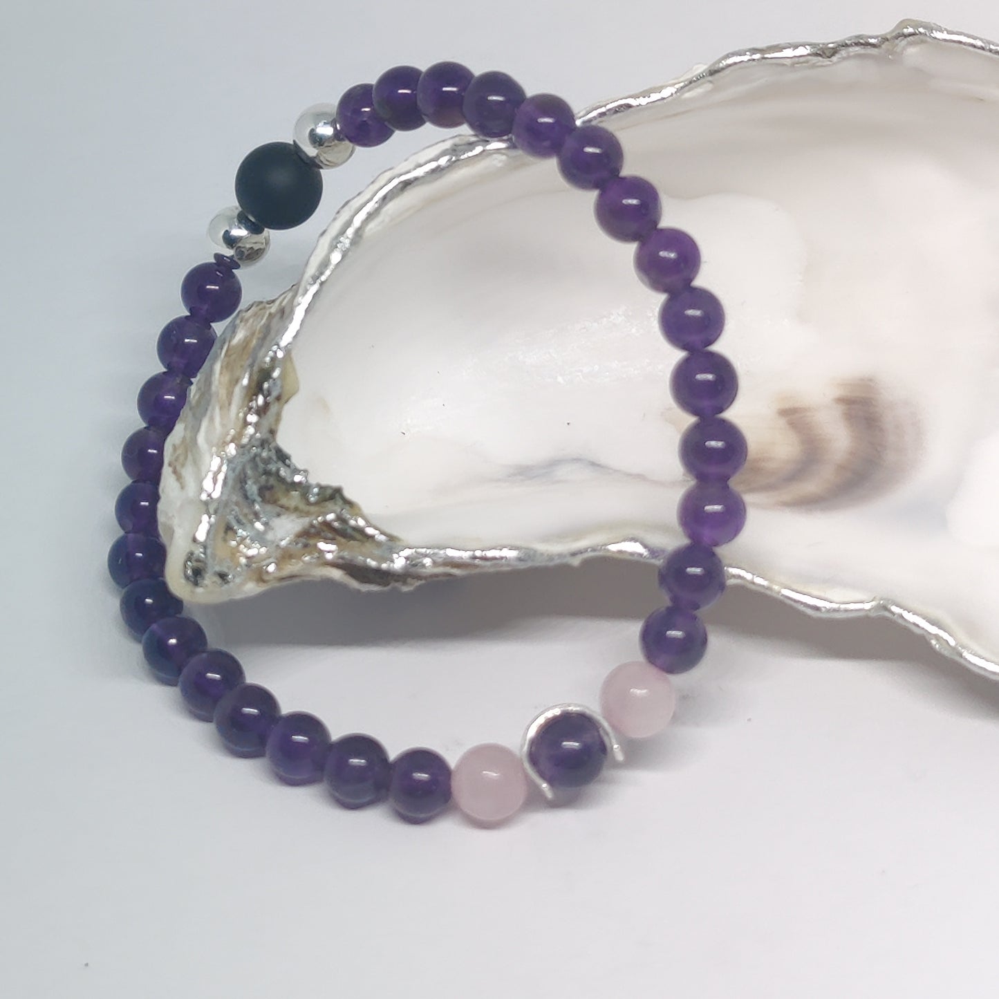 Amythest, Rose Quartz and Brazilian Agate Bracelet