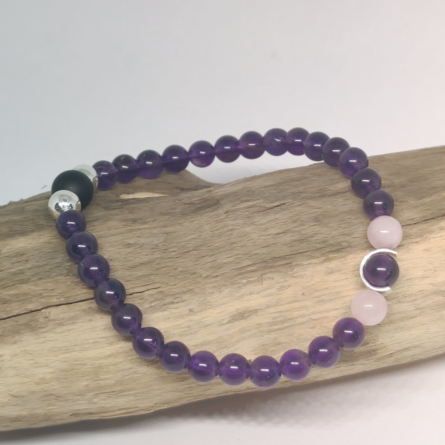 Amythest, Rose Quartz and Brazilian Agate Bracelet