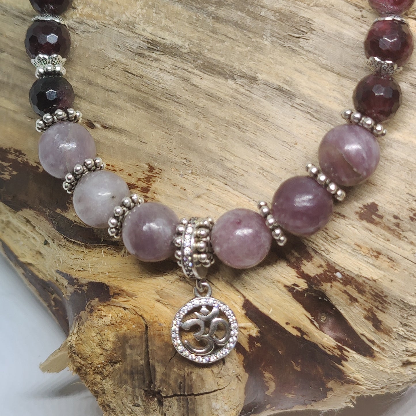 Sterling Silver Om Gemstone Necklace