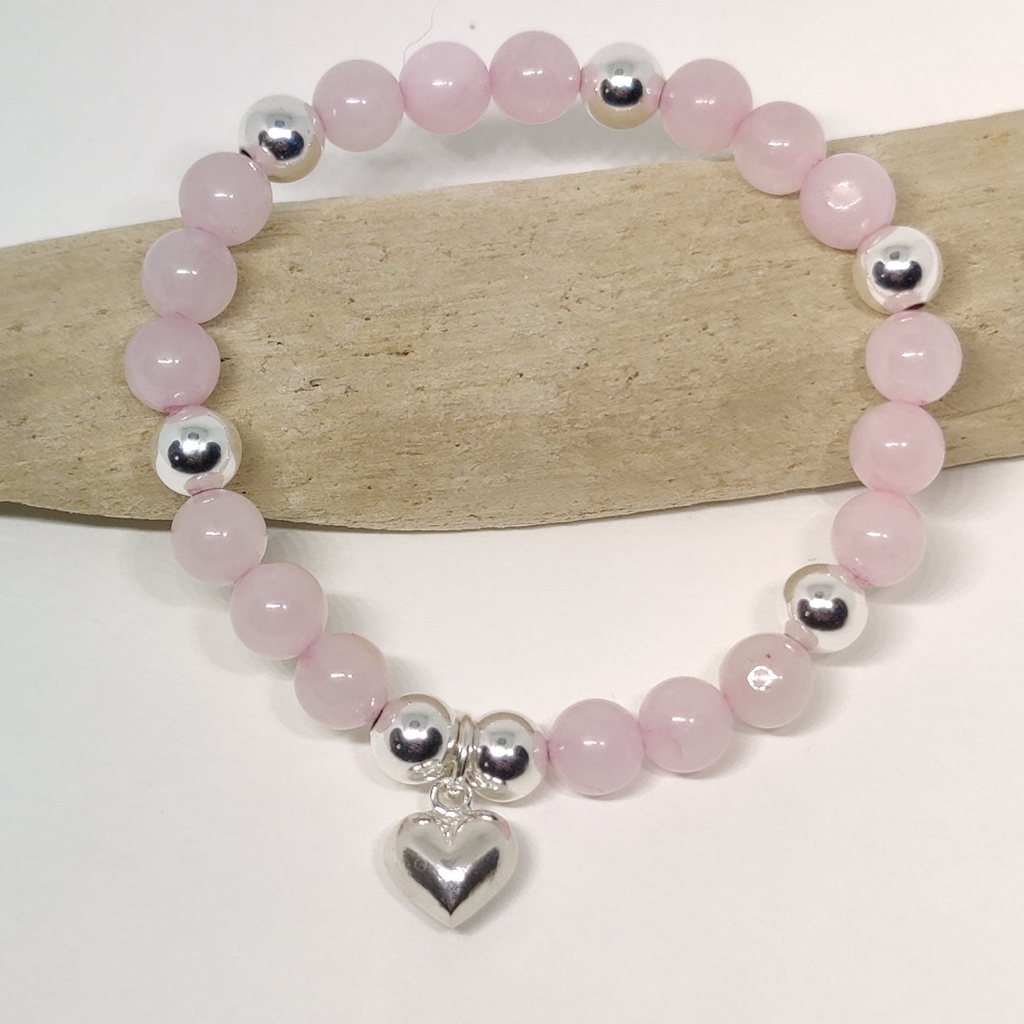 Rose Quartz and Sterling Silver Bracelet