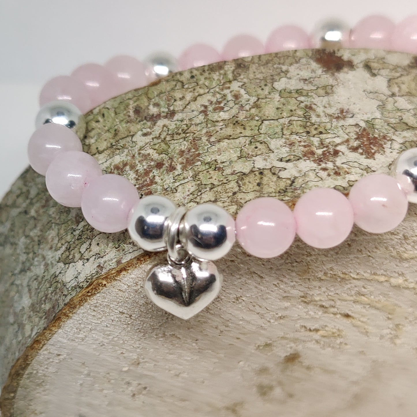 Rose Quartz and Sterling Silver Bracelet