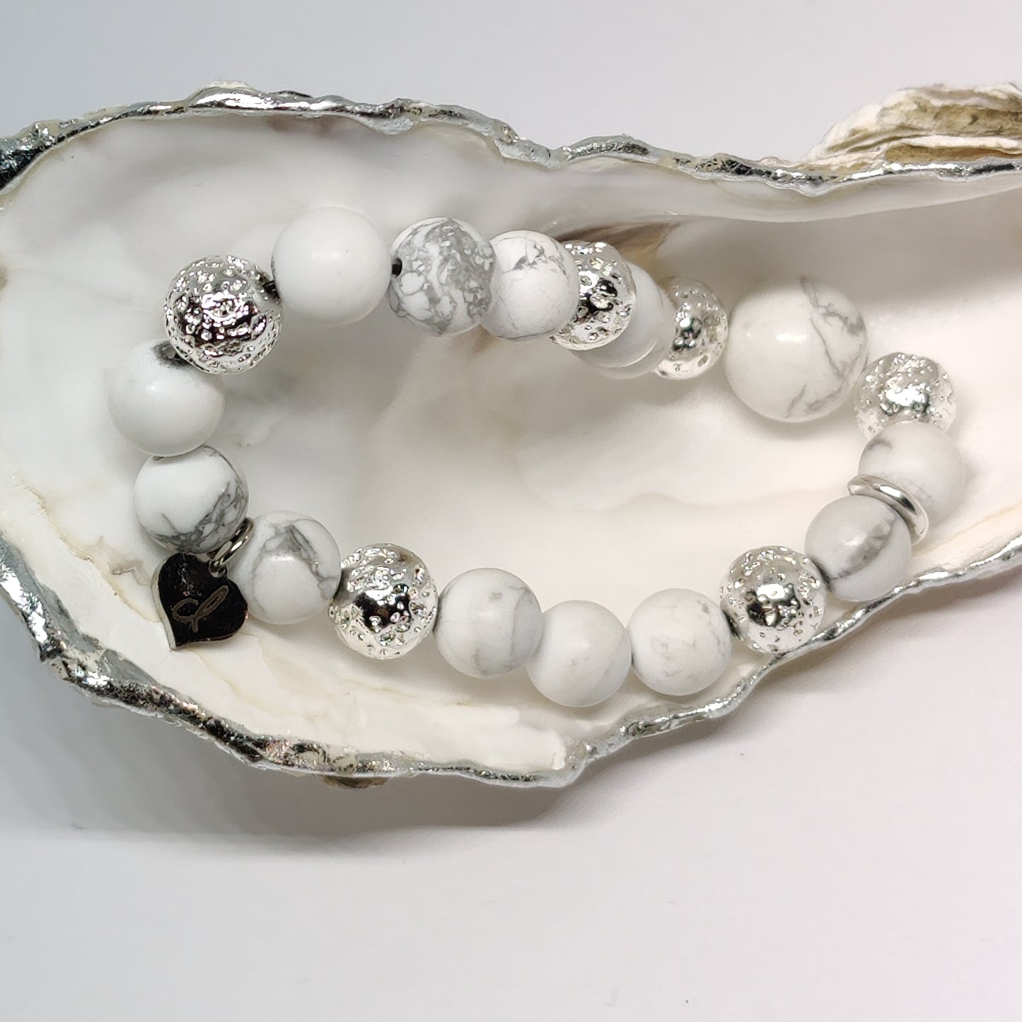 Howlite and Silver Lava Beads