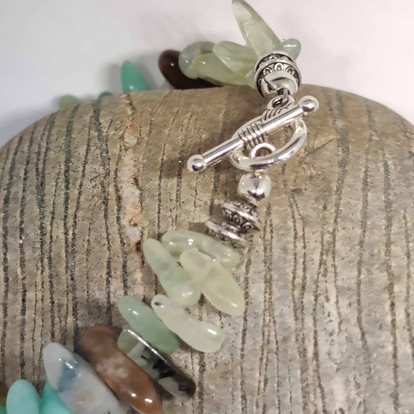 Indian Agate and Prehnite Healing Stone Bracelet