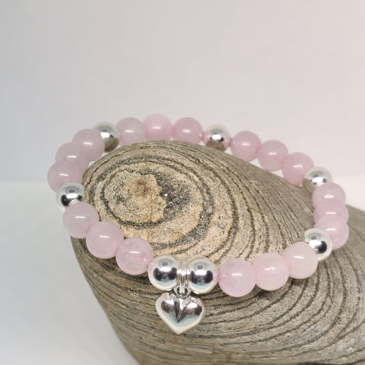 Rose Quartz and Sterling Silver Bracelet