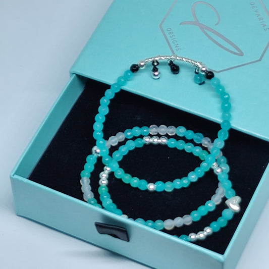 Faceted Gemstone Bracelet Set