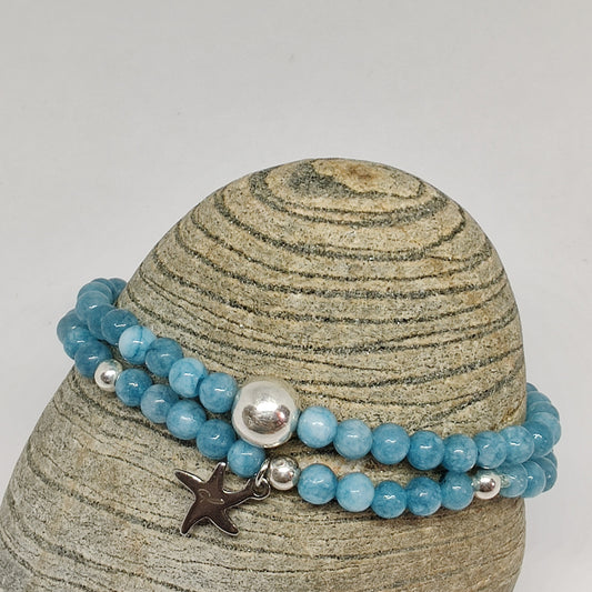 Auamarine Sterling Silver Bracelet Set