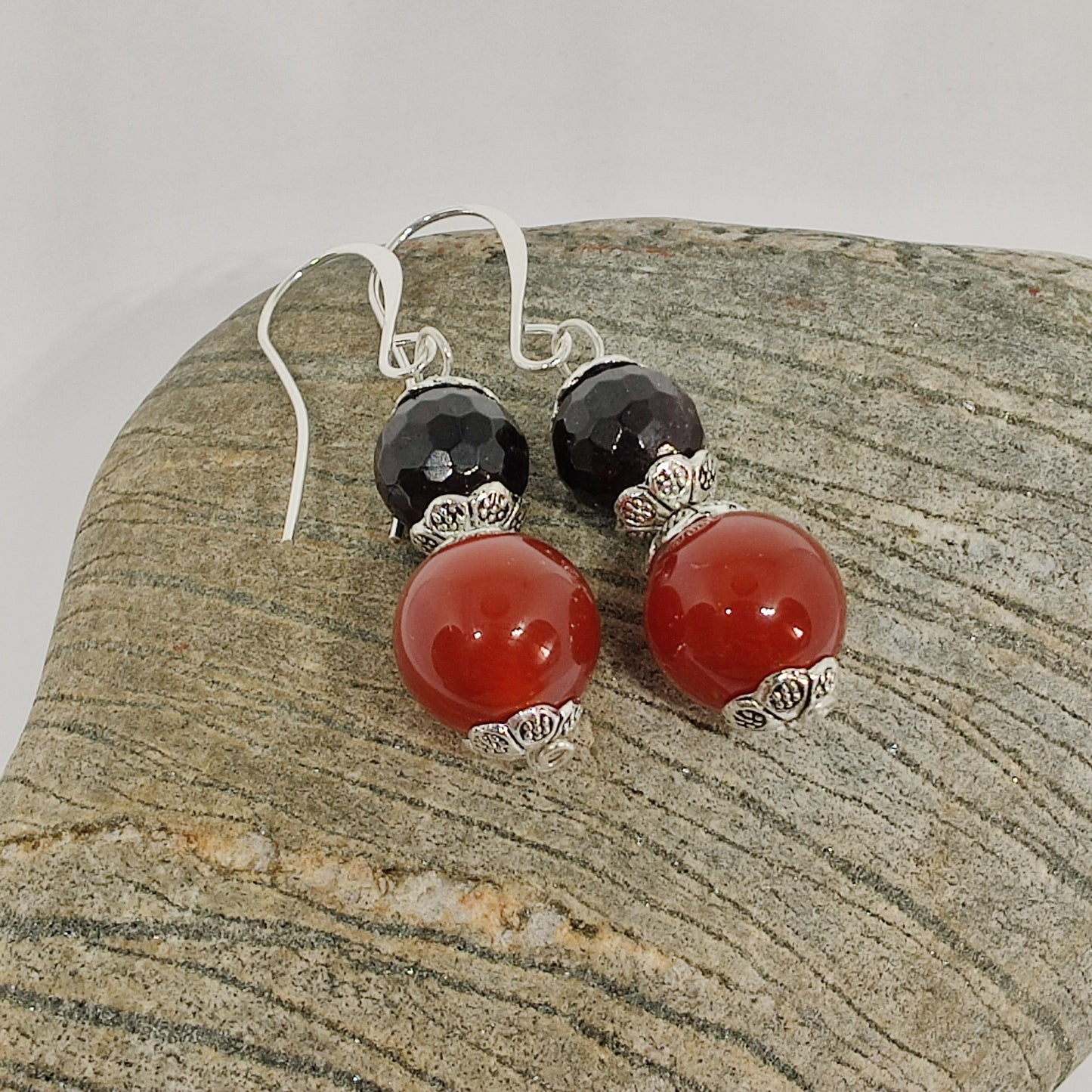 Garnet and Red Agate Earrings