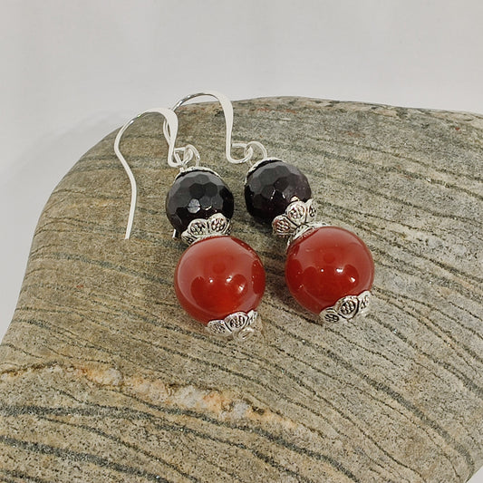 Garnet and Red Agate Earrings