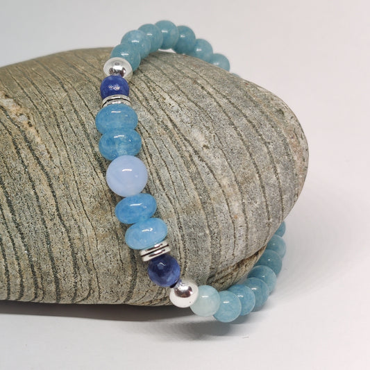 Aquamarine, Lapis Lazuli and Chalcedony Bracelet