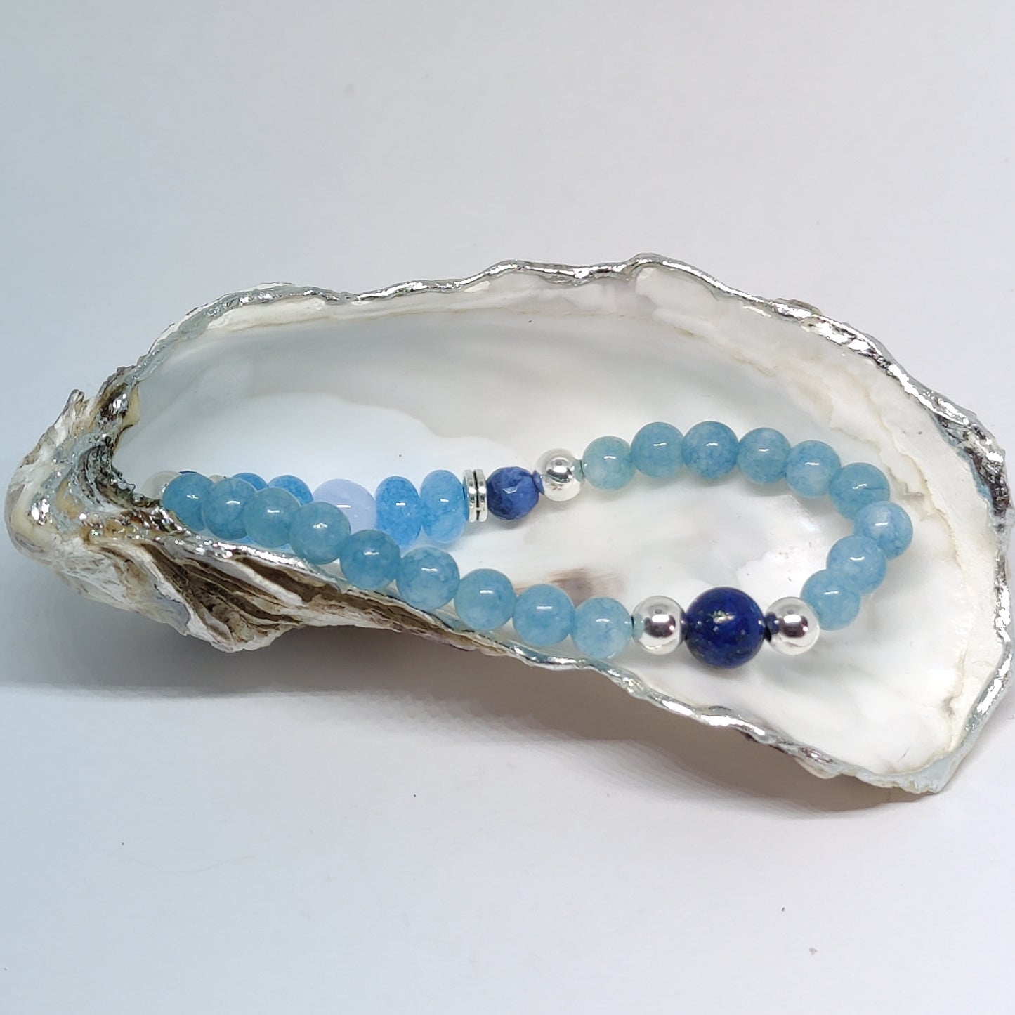 Aquamarine, Lapis Lazuli and Chalcedony Bracelet