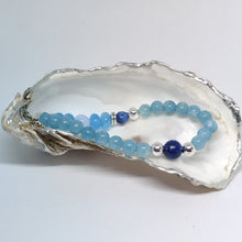 Load image into Gallery viewer, Aquamarine, Lapis Lazuli and Chalcedony Bracelet
