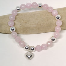 Load image into Gallery viewer, Rose Quartz and Sterling Silver Bracelet
