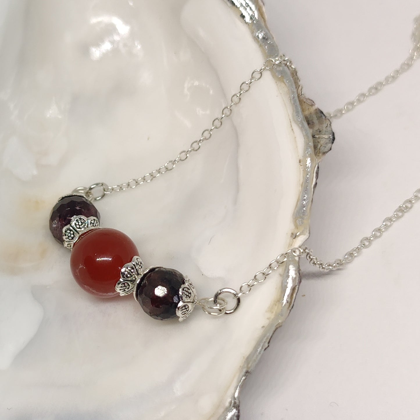 Garnet and Red Agate Gemstone Necklace