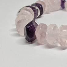 Load image into Gallery viewer, Amythest, Rose Quartz and Family Sterling Silver Bracelet
