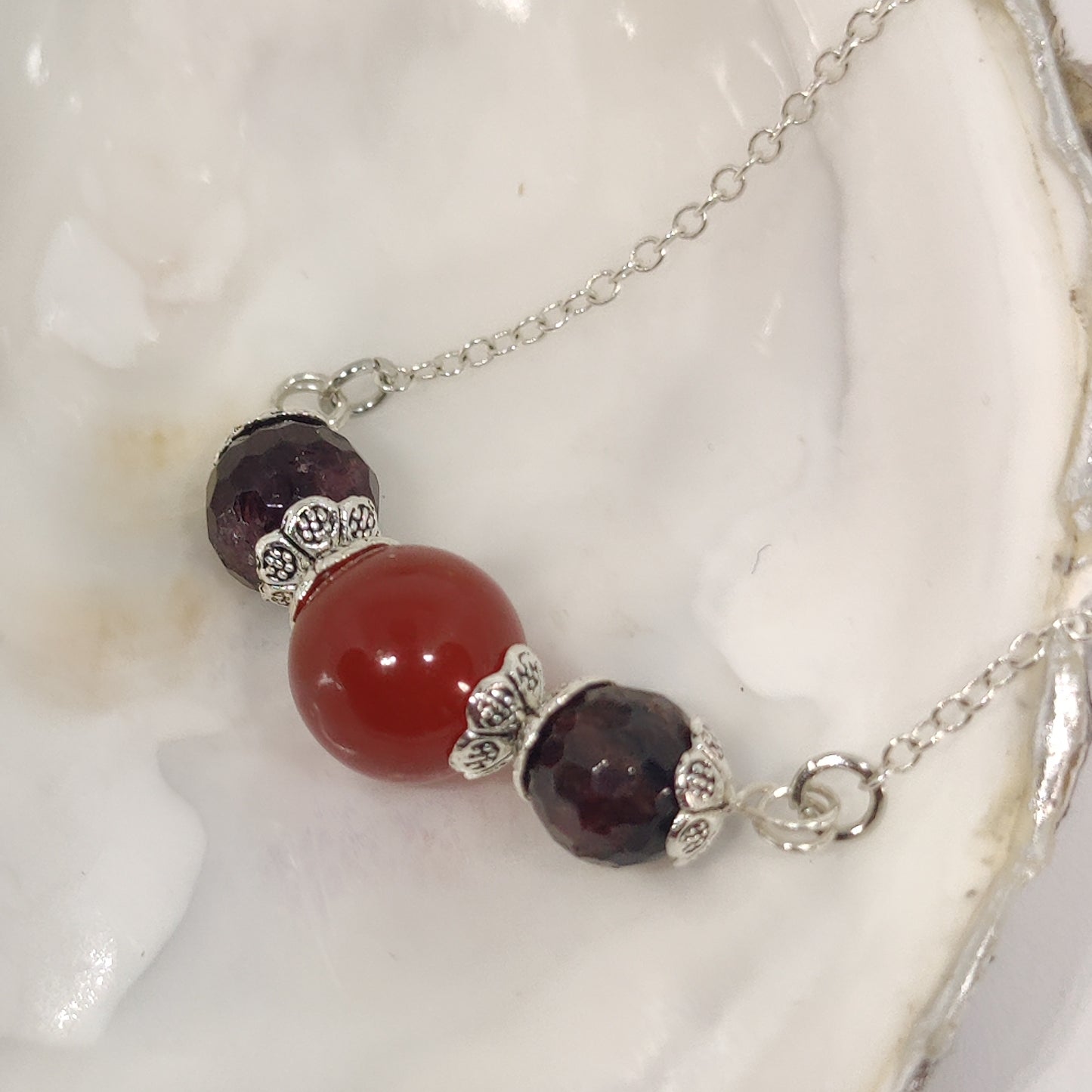Garnet and Red Agate Gemstone Necklace