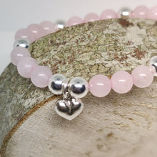 Load image into Gallery viewer, Rose Quartz and Sterling Silver Bracelet
