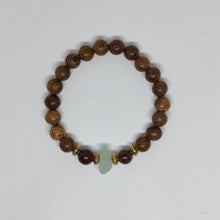 Load image into Gallery viewer, Ice Aqua Sea Glass Sea and Wooden Poppy Jasper Bracelet
