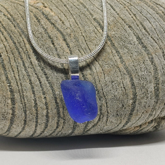 Magic of the Sea - Rare Colbolt Blue Sea Glass Necklace