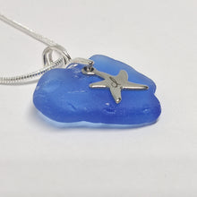 Load image into Gallery viewer, Light Colbolt Blue and Sea Glass Sterling Silver Necklace
