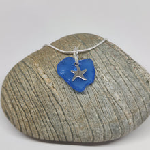 Load image into Gallery viewer, Light Colbolt Blue and Sea Glass Sterling Silver Necklace
