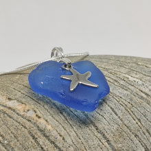 Load image into Gallery viewer, Light Colbolt Blue and Sea Glass Sterling Silver Necklace
