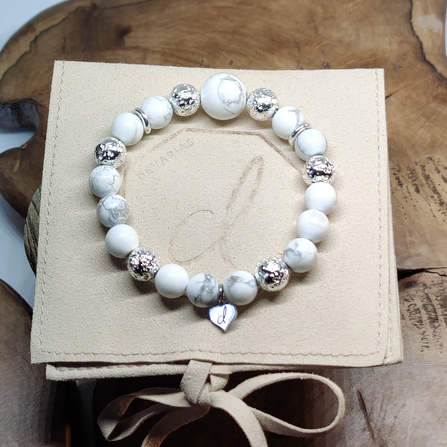 Howlite and Silver Lava Beads