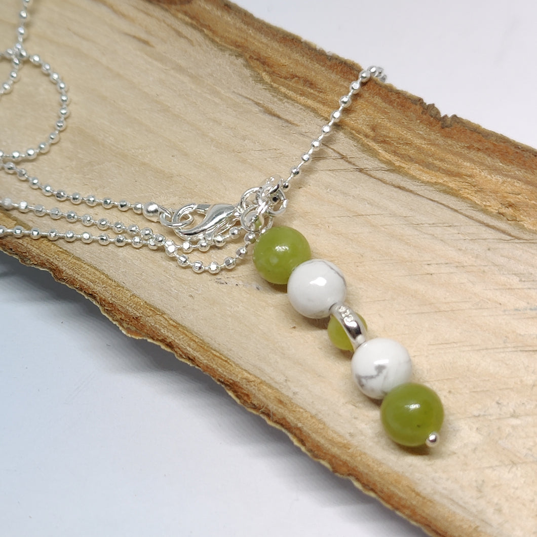 Agate and Howlite Sterling Silver Necklace