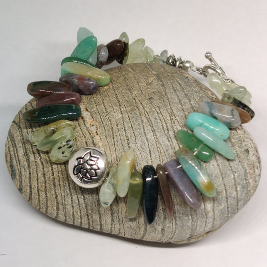 Indian Agate and Prehnite Healing Stone Bracelet